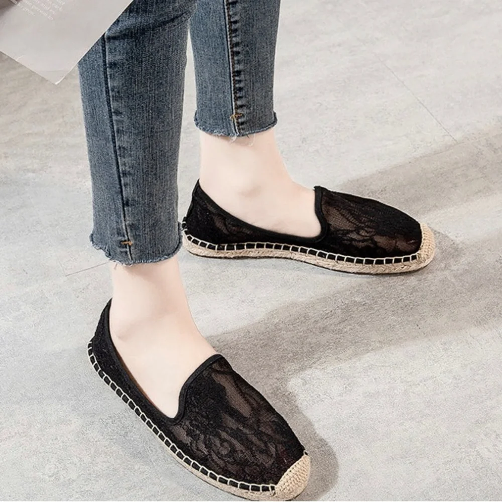 FOREVER 21 FLORAL MESH PANEL ESPADRILLES - BLACK SIZE 10 (NEW WITH TAGS)